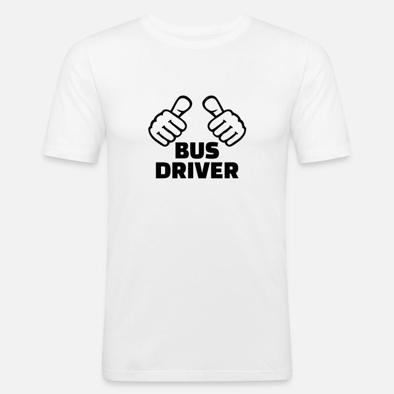Busfahrer - Männer Slim Fit T-Shirt - Weiß