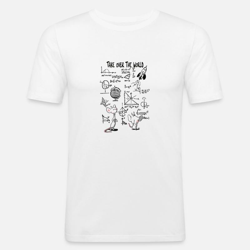 Weltübernahme – Schlauer Mäuse-Masterplan - Männer Slim Fit T-Shirt - Weiß