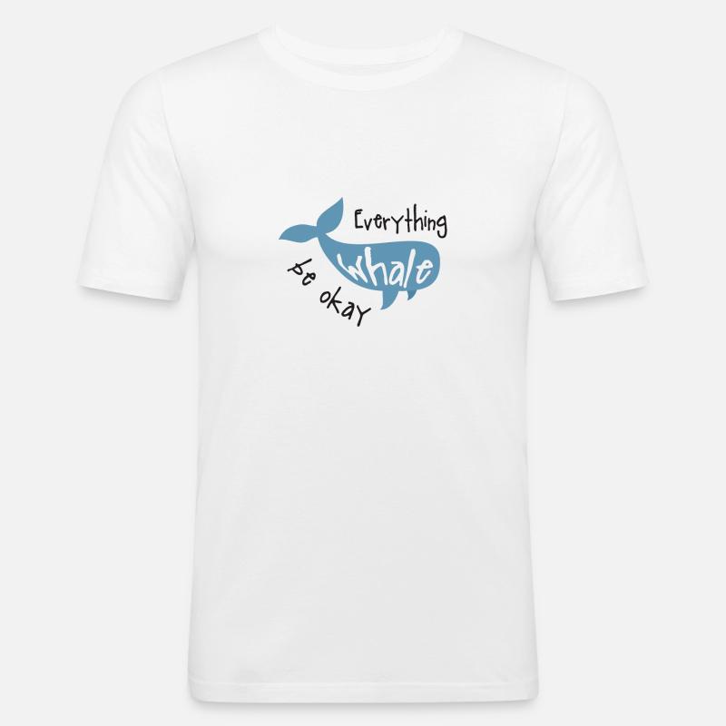 Wal - Männer Slim Fit T-Shirt - Weiß