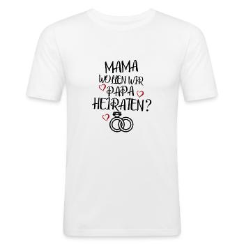 heiratsantrag auf t shirt tshirt babybody heiraten - Männer Slim Fit T-Shirt - Weiß - Vorne - Nik (191cm)