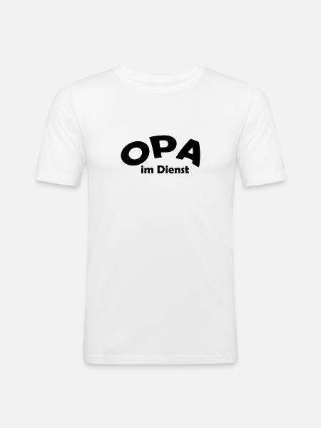 opa im dienst - Männer Slim Fit T-Shirt - Weiß