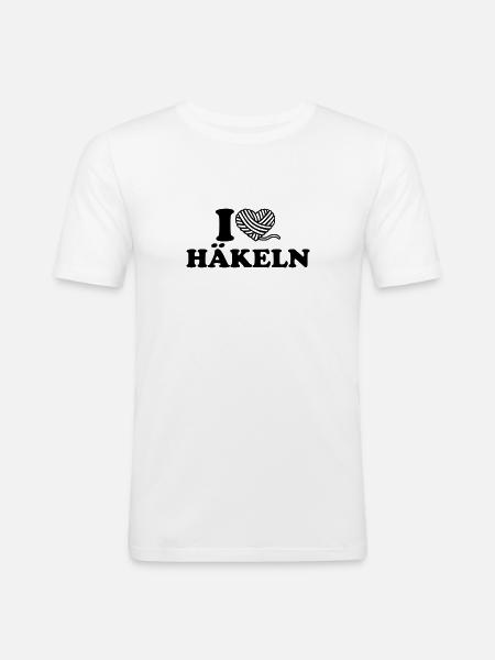 Häkeln - Männer Slim Fit T-Shirt - Weiß