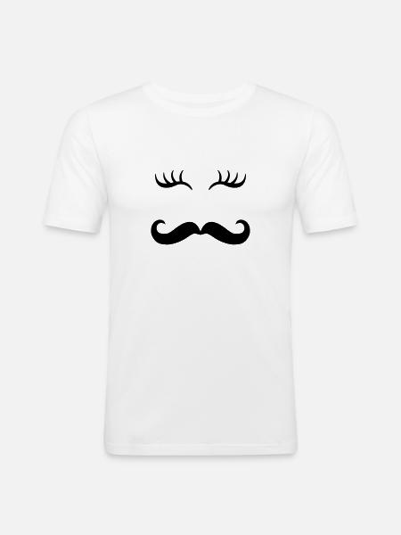 Moustache & eyelashes - Men's Slim Fit T-Shirt - white
