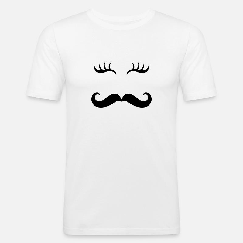 Moustache & Wimpern - Männer Slim Fit T-Shirt - Weiß