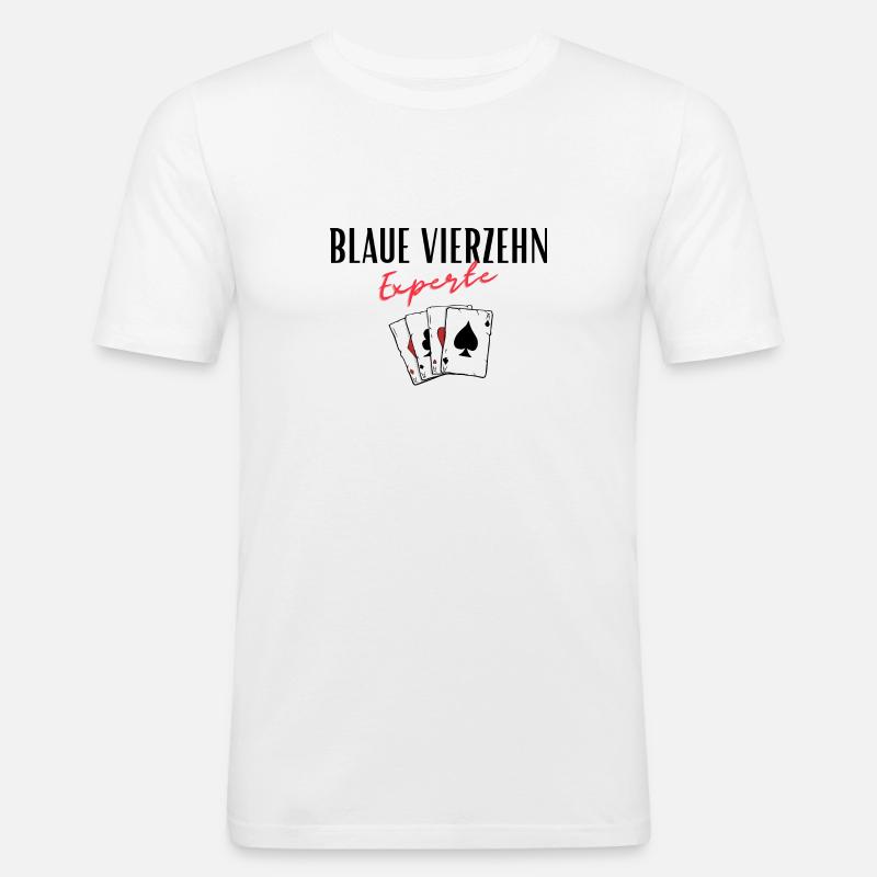 Blaue Vierzehn Experte - Männer Slim Fit T-Shirt - Weiß