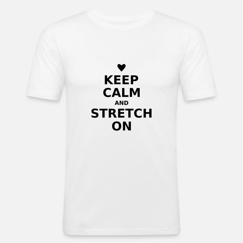 keep calm and stretch on - Männer Slim Fit T-Shirt - Weiß