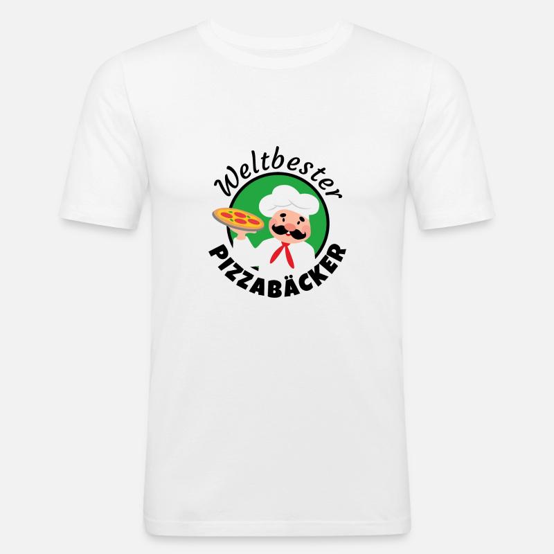 Weltbester Pizzabäcker - Männer Slim Fit T-Shirt - Weiß