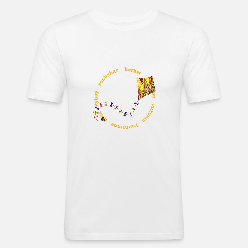 herbstlicher drachen e 281 - Männer Slim Fit T-Shirt - Weiß