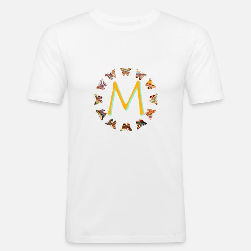 schmetterlinge e 56 m - Männer Slim Fit T-Shirt - Weiß