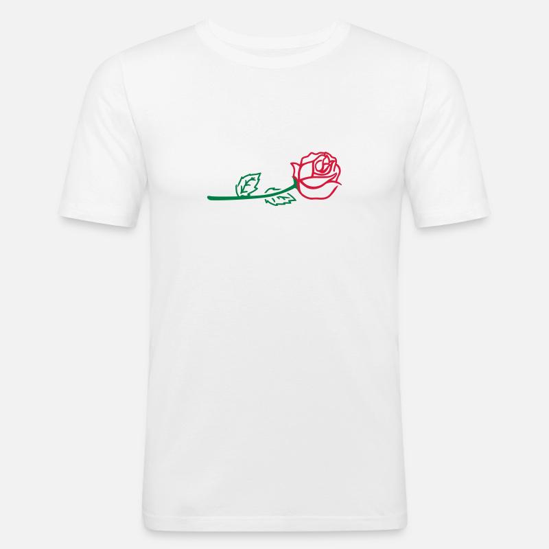 Rose - Männer Slim Fit T-Shirt - Weiß