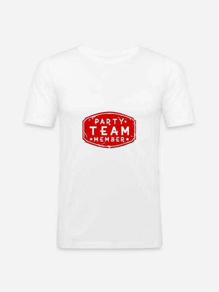 Party Team Member - Männer Slim Fit T-Shirt - Weiß