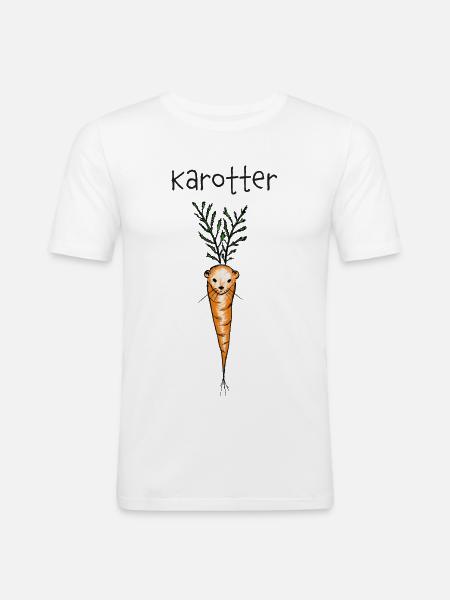 Karotter - Otter, Karotte - Männer Slim Fit T-Shirt - Weiß