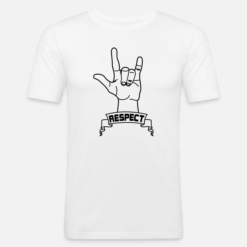 Hand gesture respect with text RESPECT - Men's Slim Fit T-Shirt - white