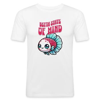 Betta im Kawaii Stil, Retro Schrift, Betta Spruch - Männer Slim Fit T-Shirt - Weiß - Vorne - Nik (191cm)