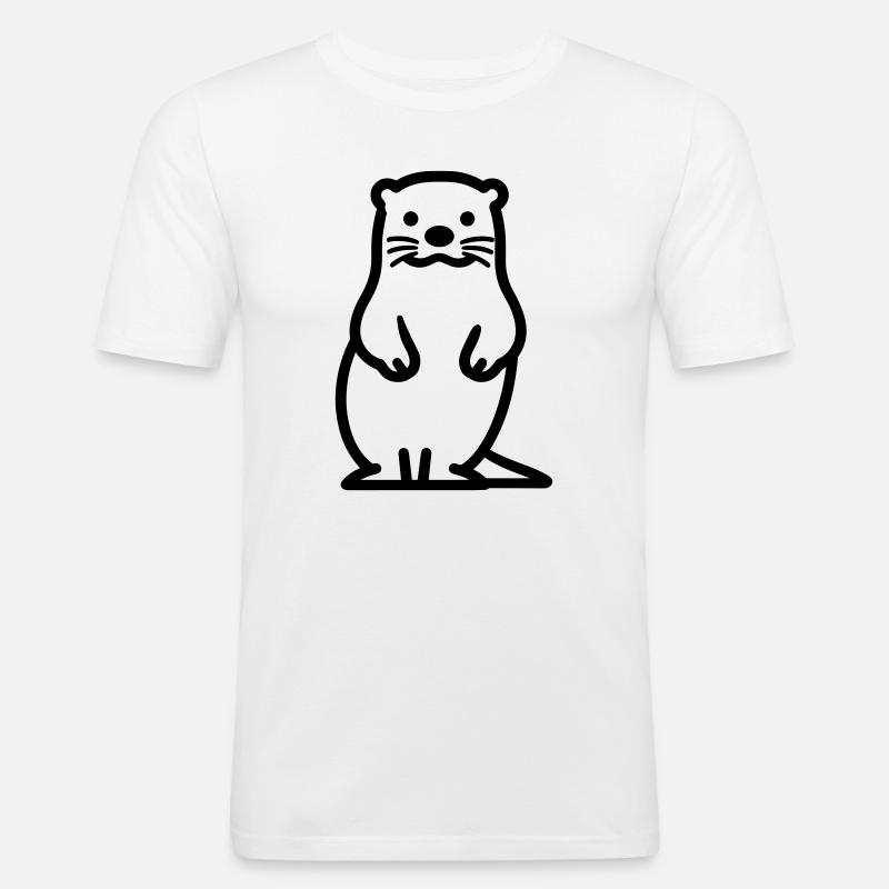 Otter - Männer Slim Fit T-Shirt - Weiß