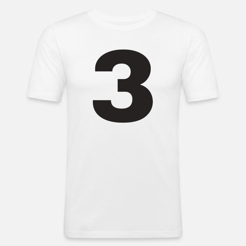 3 - Männer Slim Fit T-Shirt - Weiß