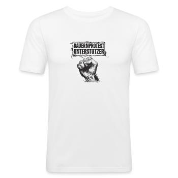 Bauernprotest Unterstützer Bauerndemo unterstützen - Männer Slim Fit T-Shirt - Weiß - Vorne - Nik (191cm)