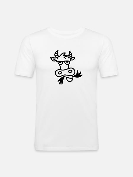 chewing cow - line - Men's Slim Fit T-Shirt - white