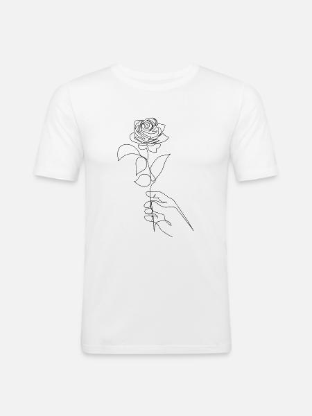 Hand holding rose flower - Men's Slim Fit T-Shirt - white