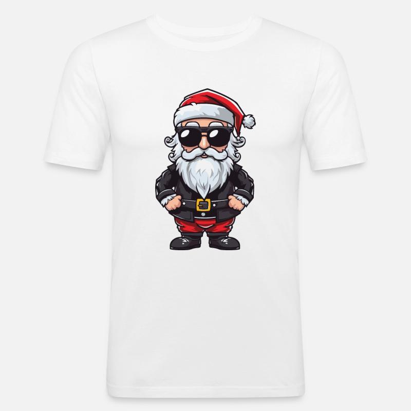 Santa Weihnachtsmann Comic - Männer Slim Fit T-Shirt - Weiß