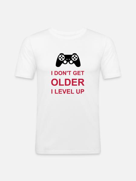 get older level up - Men's Slim Fit T-Shirt - white