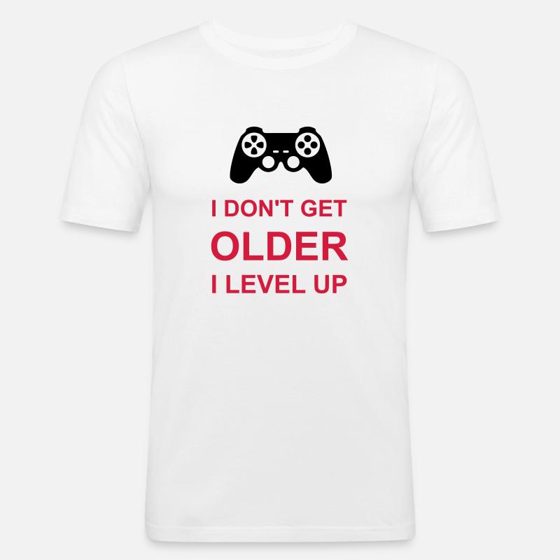 get older level up - Männer Slim Fit T-Shirt - Weiß
