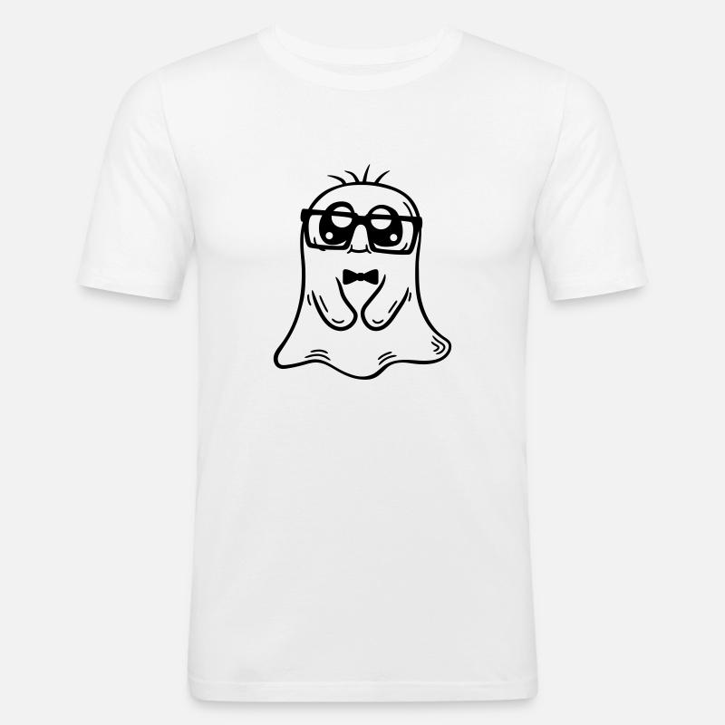 Friendly Nerd Ghost Comic - Men's Slim Fit T-Shirt - white