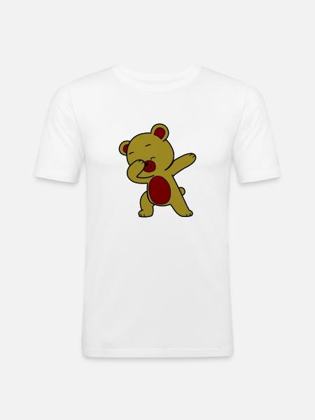 dabbing bär - Männer Slim Fit T-Shirt - Weiß