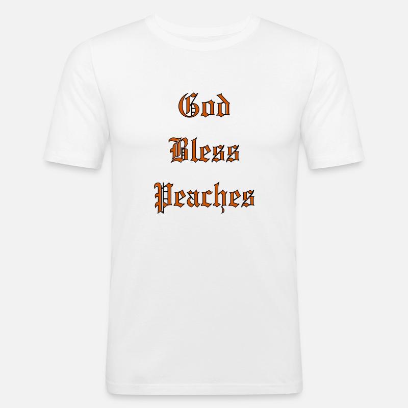 GodBlessPeaches - Männer Slim Fit T-Shirt - Weiß