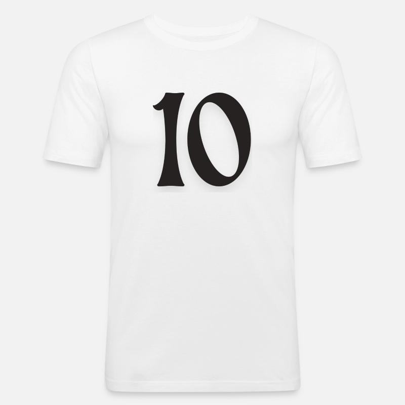 10 - Männer Slim Fit T-Shirt - Weiß
