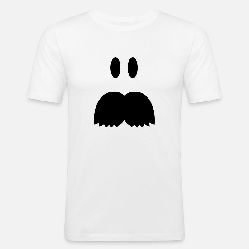Bart Mustache - Männer Slim Fit T-Shirt - Weiß