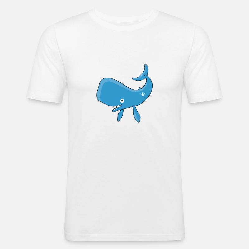 Kleiner blauer Wal - Männer Slim Fit T-Shirt - Weiß
