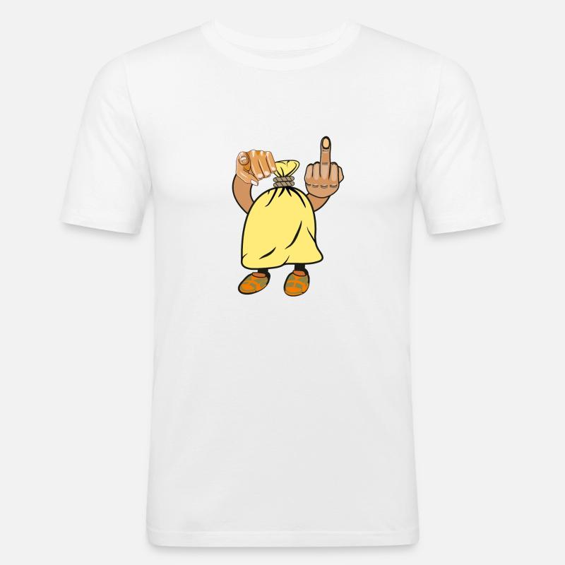 Sack Mittelfinger Hand Zeigefinger - Männer Slim Fit T-Shirt - Weiß