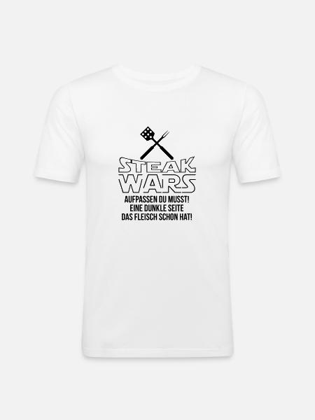 Steak Wars - Männer Slim Fit T-Shirt - Weiß