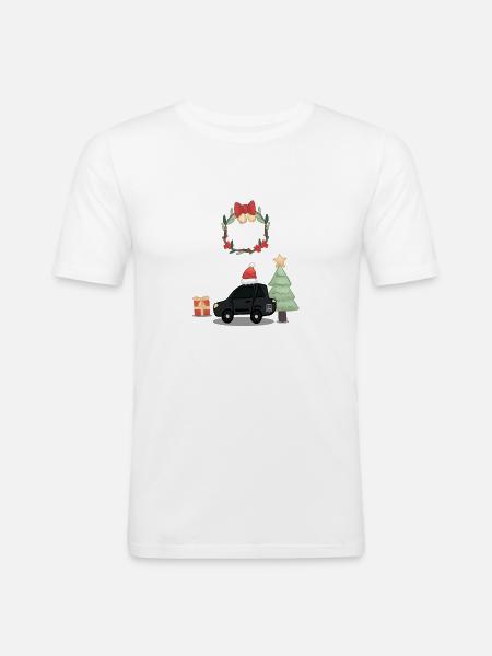 EVNotify Christmas Car - Männer Slim Fit T-Shirt - Weiß