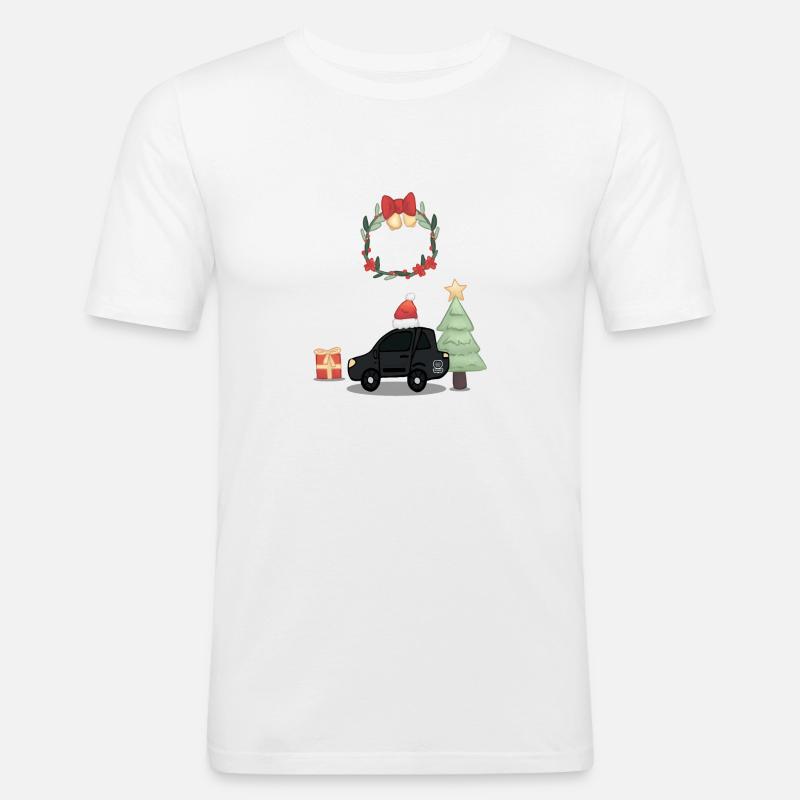 EVNotify Christmas Car - Männer Slim Fit T-Shirt - Weiß