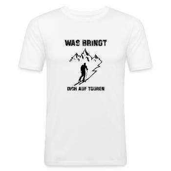 Witziger Skitouren Ski Tour Geschenk lustig Spruch - Männer Slim Fit T-Shirt - Weiß - Vorne - Nik (191cm)