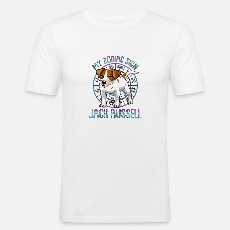 Sternzeichen Jack Russel - Männer Slim Fit T-Shirt - Weiß