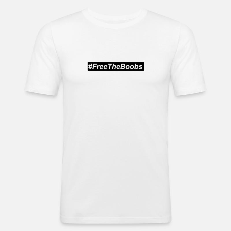 #freetheboobs - Männer Slim Fit T-Shirt - Weiß