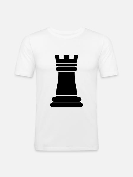 Schachfigur Turm - Männer Slim Fit T-Shirt - Weiß