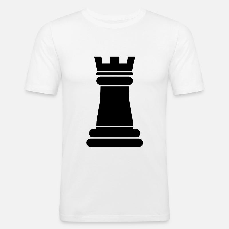 Schachfigur Turm - Männer Slim Fit T-Shirt - Weiß