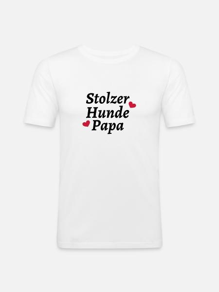 Stolzer Hunde Papa - Männer Slim Fit T-Shirt - Weiß