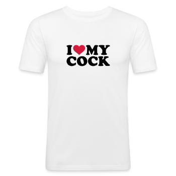 I love my cock - Men's Slim Fit T-Shirt - white - Front - Nik (191cm)