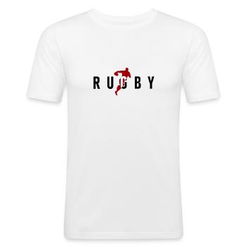 RUGBY Rugby Player - Men's Slim Fit T-Shirt - white - Front - Nik (191cm)