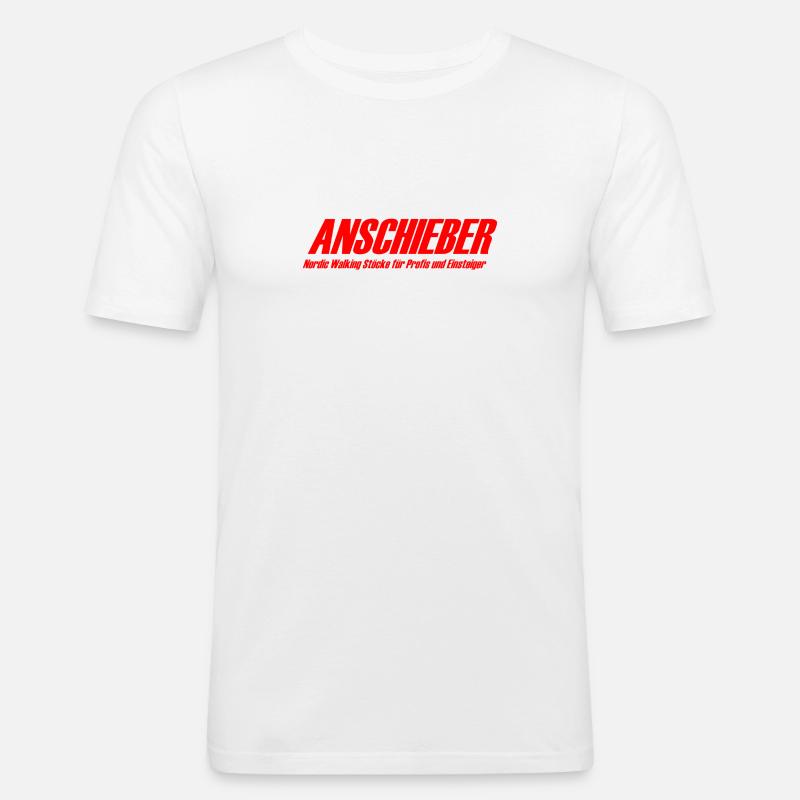 ANSCHIEBER Stöcke - Männer Slim Fit T-Shirt - Weiß