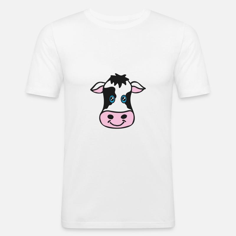 Kuh Zeichnung - Männer Slim Fit T-Shirt - Weiß