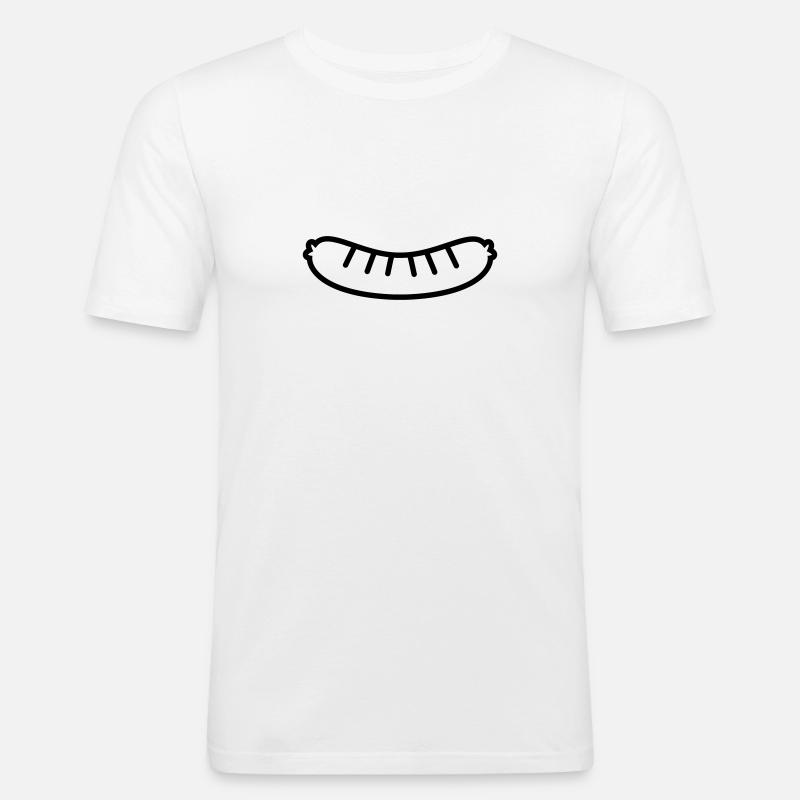 Würstchen Outline - Männer Slim Fit T-Shirt - Weiß