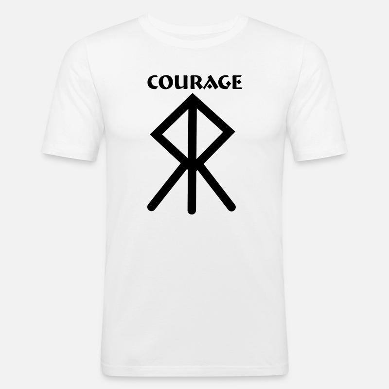 Courage Wikingerrune mit Text COURAGE - Männer Slim Fit T-Shirt - Weiß