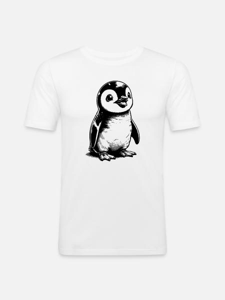 Knuffiger Eisbewohner Baby Pinguin Kinder Style - Men's Slim Fit T-Shirt - white