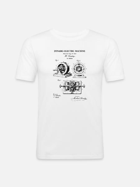 Electric Machine Patent Blueprint - Men's Slim Fit T-Shirt - white